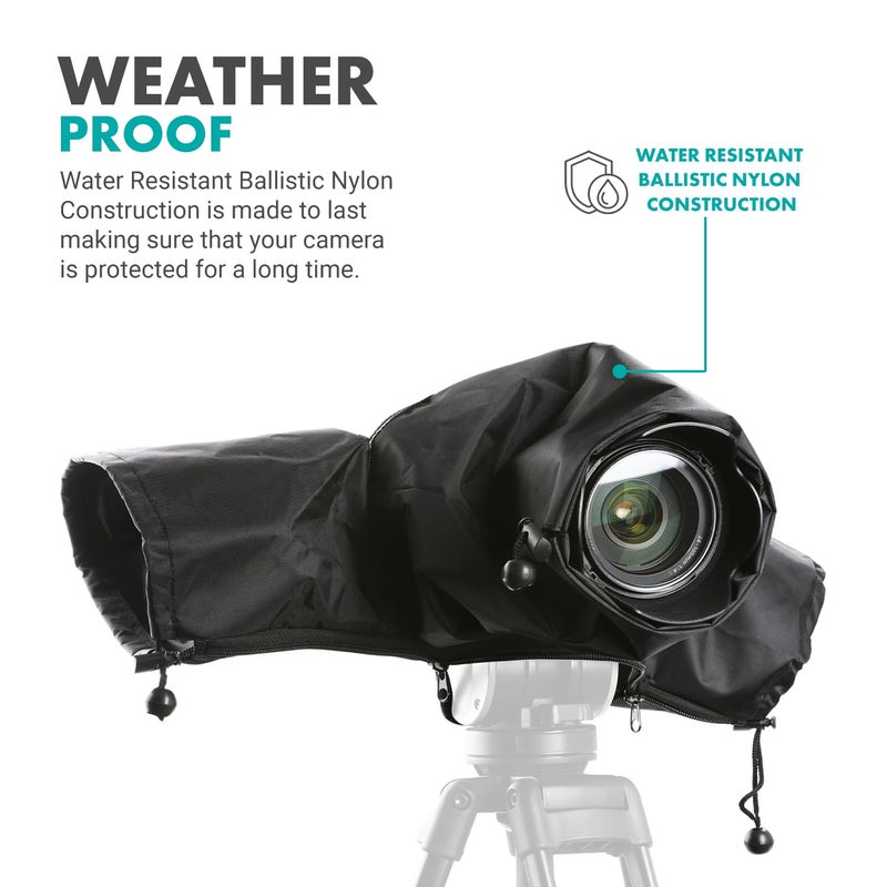 Movo CRC01 Waterproof Nylon Camera Rain Cover with Enclosed Hand Sleeves Compatible with Canon EOS, Nikon, Sony, Olympus, Pentax and Panasonic DSLR Cameras - Image 3